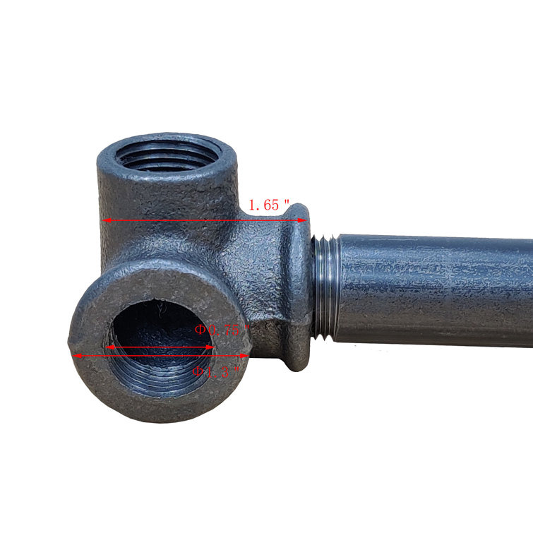 FixtureDisplays 1/2" Black Pipe 3 Way Connector With 4 Mounting Holes